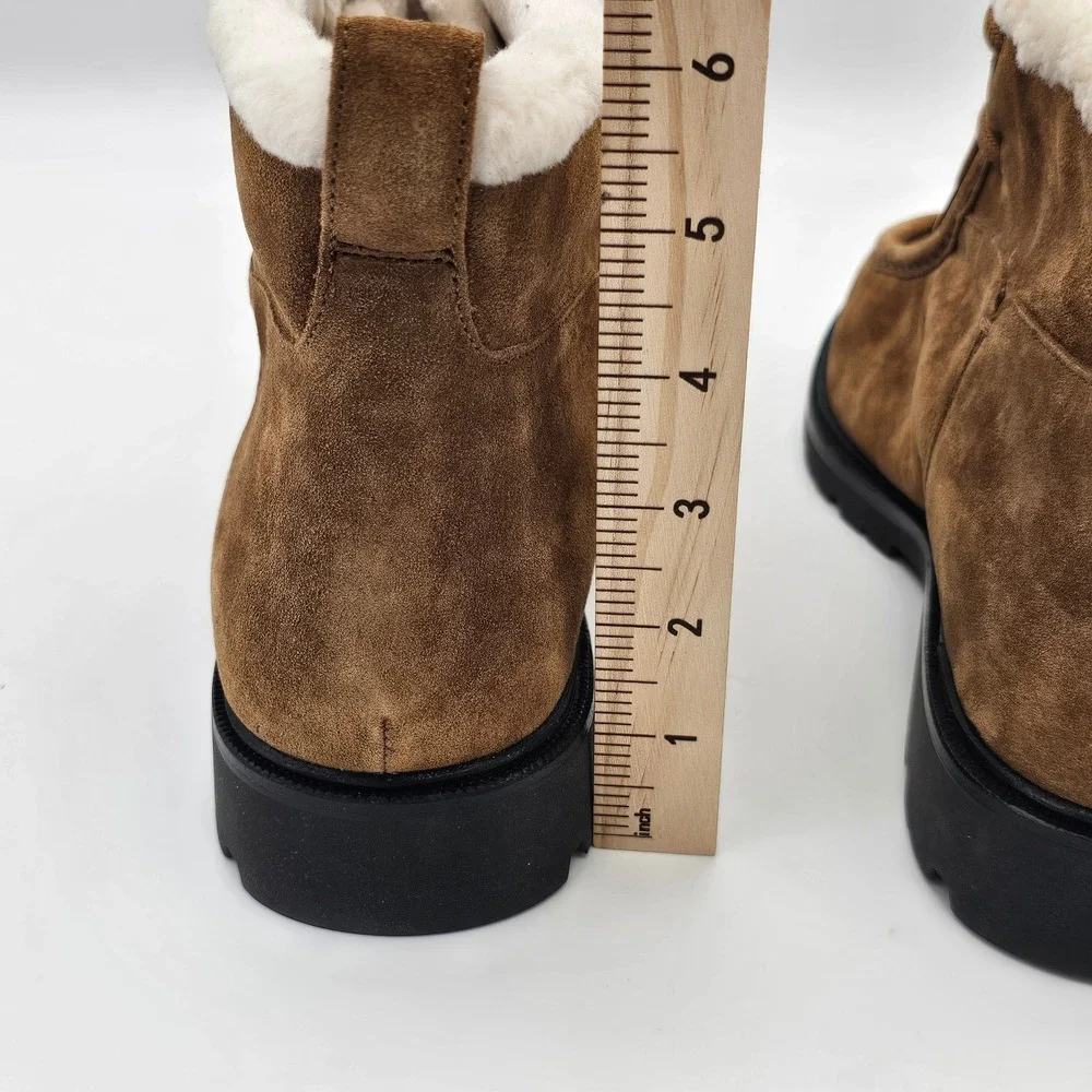 Vince Sierra Boots Women 11 Brown Suede Plush Water Repellent Shearling Lug Sole